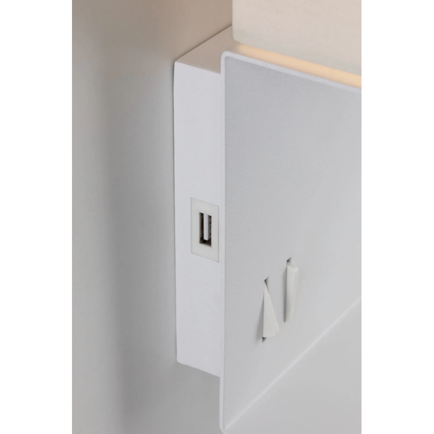 Paulmann 78913 - LED/2,5W + 1xE27/40W stenska svetilka s polico in USB MERANI 230V bela