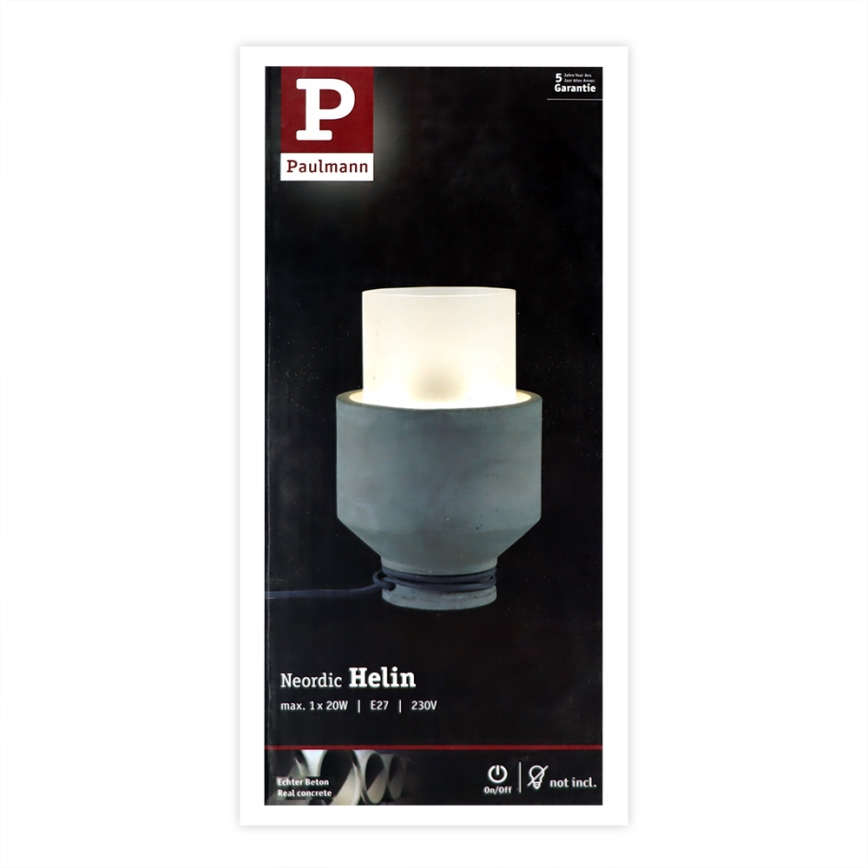 Paulmann 79619 - 1xE27/20W Namizna svetilka HELIN 230V
