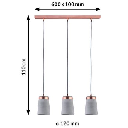 Paulmann 79626 - 3xE27/20W Lestenec na vrvici NEORDIC STIG 230V