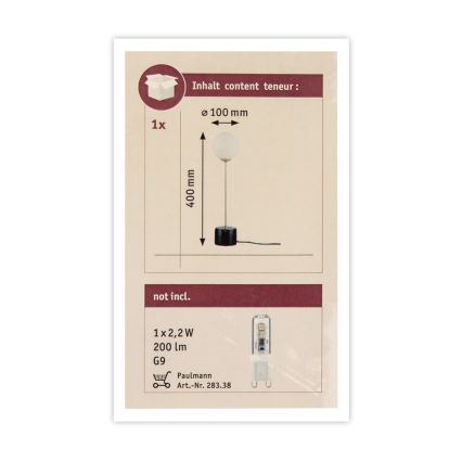 Paulmann 79662 - 1xG9/10W Namizna svetilka NEORDIC MOA 230V