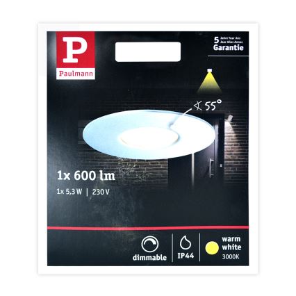 Paulmann 79668 - LED/5,3W IP44 Zatemnitvena kopalniška vgradna svetilka HOUSE 230V