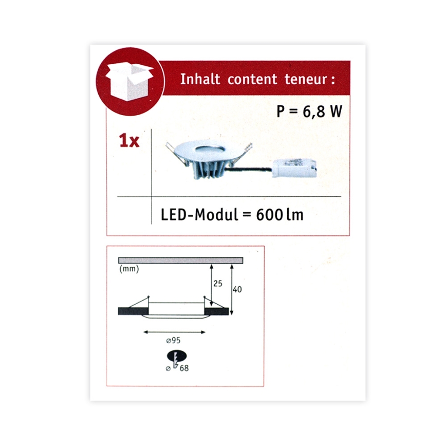 Paulmann 79668 - LED/5,3W IP44 Zatemnitvena kopalniška vgradna svetilka HOUSE 230V