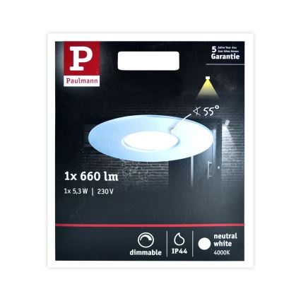 Paulmann 79669 - LED/5,3W IP44 Zatemnitvena kopalniška vgradna svetilka HOUSE 230V