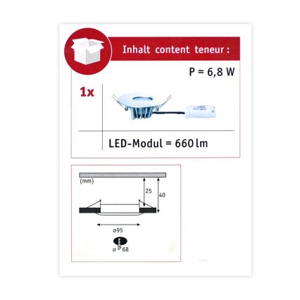 Paulmann 79669 - LED/5,3W IP44 Zatemnitvena kopalniška vgradna svetilka HOUSE 230V