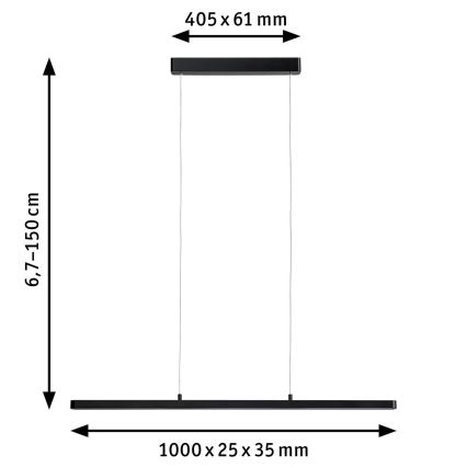 Paulmann 79693 - LED/42W Zatemnitveni lestenec na vrvici LENTO 230V črna