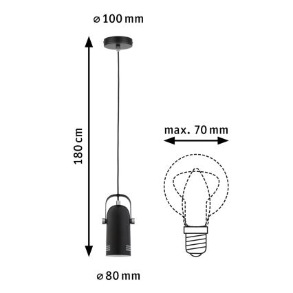 Paulmann 79766 - LED RGBW 1xE27/9W lestenec na kablu LAVEA 230V črna