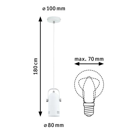 Paulmann 79767 - LED RGBW 1xE27/9W lestenec na kablu LAVEA 230V bela
