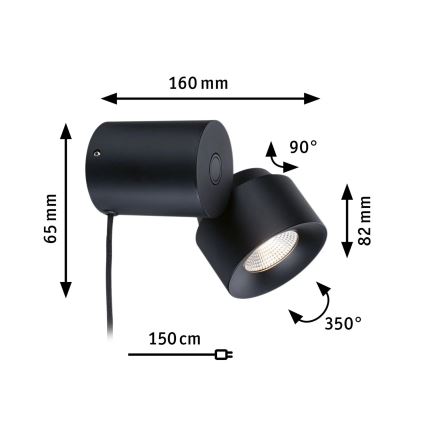 Paulmann 79776 - LED/3W Zatemnitvena stenska svetilka 2v1 PURIC PANE 230V