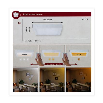 Paulmann 79801 - LED/13W Stropna svetilka CARPO 230V 2300/2500/3000K