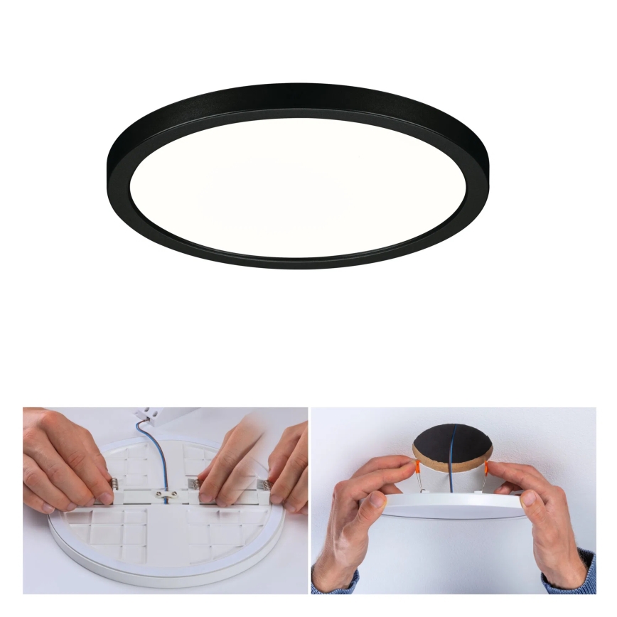 Paulmann 79965 - LED/13W IP44 Zatemnjivo kopalniško vgradno stropno svetilo AREO 230 V, premer 17,5 cm, črna