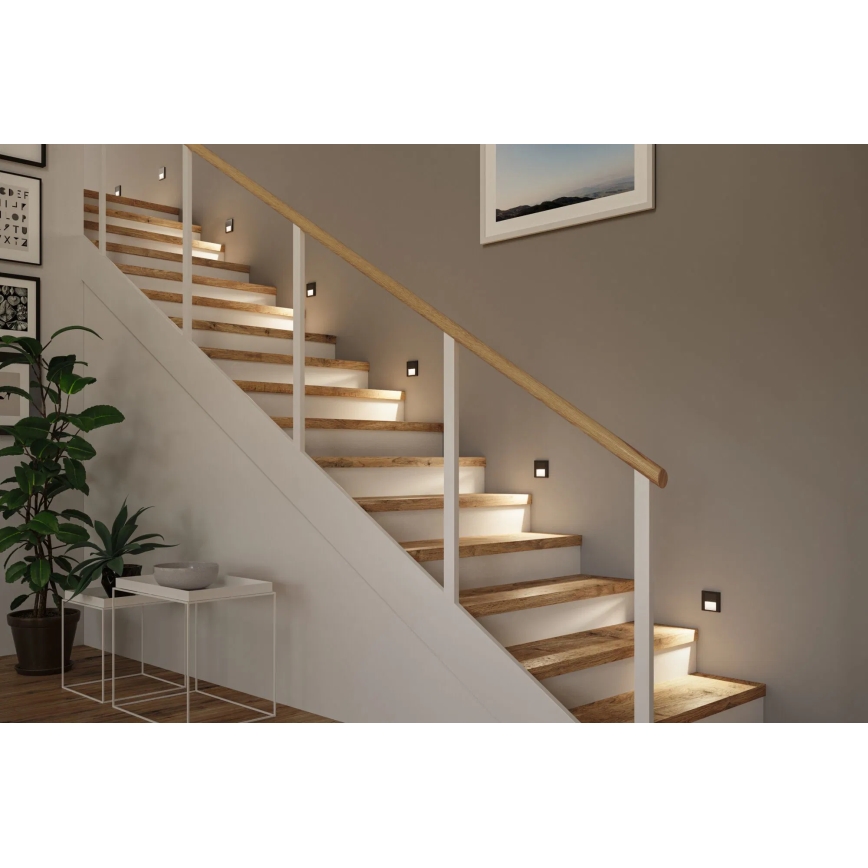 Paulmann 80001 - LED/1W Stopniščna svetilka TSARO 230V Follow/črna