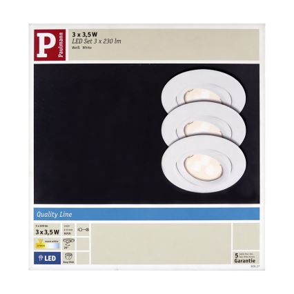 Paulmann 92027 - KOMPLET 3x LED Vgradna svetilka QUALITY LINE 3xGU10-LED/3,5W