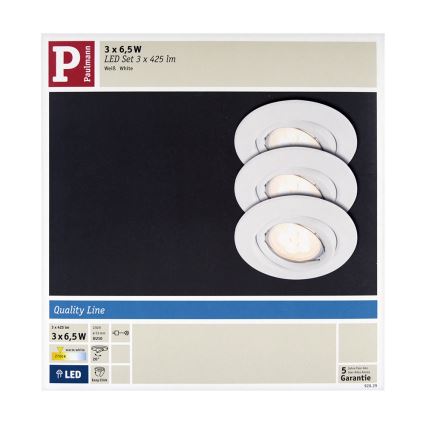 Paulmann 92029 - KOMPLET 3x LED Vgradna svetilka QUALITY LINE 3xGU10-LED/6,5W