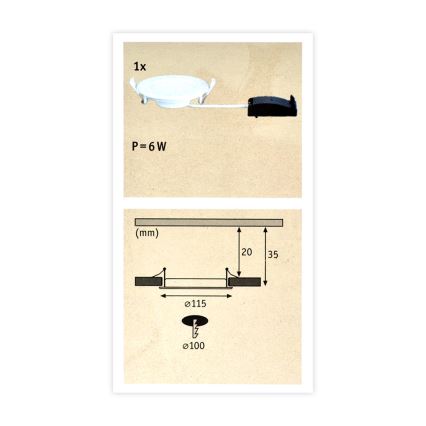 Paulmann 92061 - LED/6W IP44 Kopalniška vgradna svetilka QUALITY LINE 230V