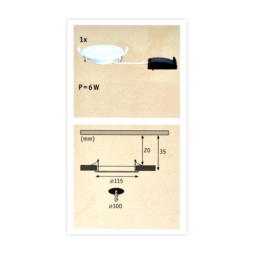 Paulmann 92061 - LED/6W IP44 Kopalniška vgradna svetilka QUALITY LINE 230V