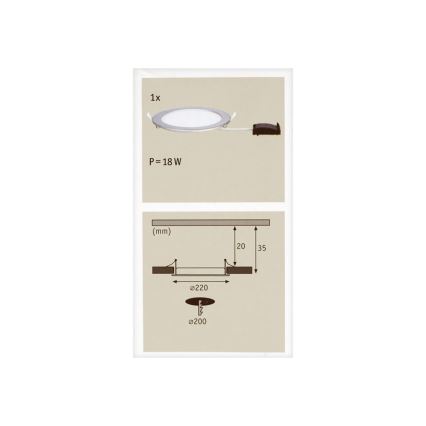 Paulmann 92075 - LED/18W Kopalniška vgradna svetilka QUALITY LINE 230V IP44