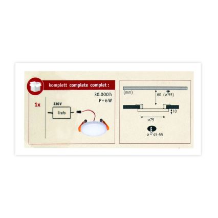 Paulmann 92387 - LED/4,5W IP44 Kopalniška vgradna svetilka VARIFIT 230V