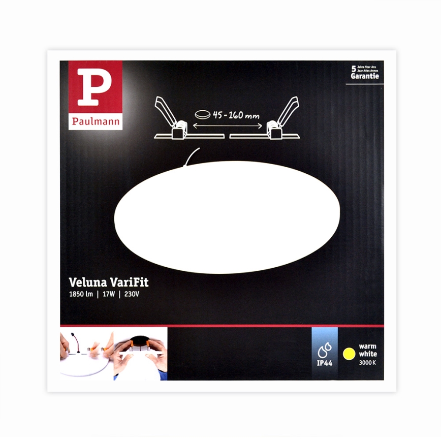 Paulmann 92389 - LED/17W IP44 Kopalniška vgradna svetilka VARIFIT 230V