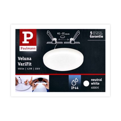 Paulmann 92390 - LED/4,5W IP44 Kopalniška vgradna svetilka VARIFIT 230V