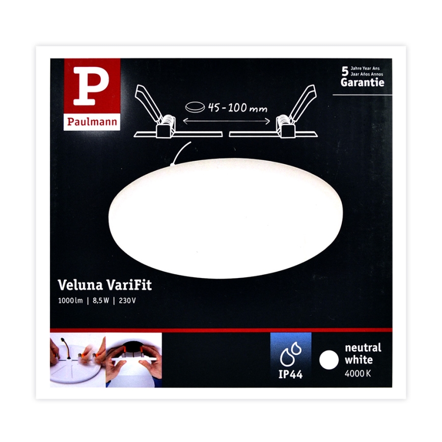 Paulmann 92391 - LED/8,5W IP44 Kopalniška vgradna svetilka VARIFIT 230V