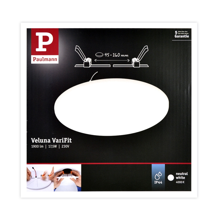 Paulmann 92392 - LED/17,5W IP44 Kopalniška vgradna svetilka VARIFIT 230V