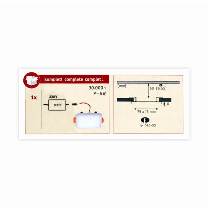 Paulmann 92393 - LED/4,5W IP44 Kopalniška vgradna svetilka VARIFIT 230V