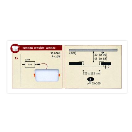 Paulmann 92397 - LED/8,5W IP44 Kopalniška vgradna svetilka VARIFIT 230V