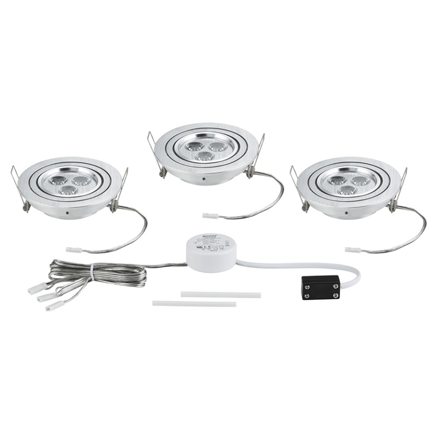 Paulmann 92530 - KOMPLET 3x LED Vgradna svetilka PREMIUM LINE 3xLED/3W/230V