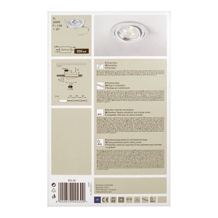 Paulmann 92530 - KOMPLET 3x LED Vgradna svetilka PREMIUM LINE 3xLED/3W/230V