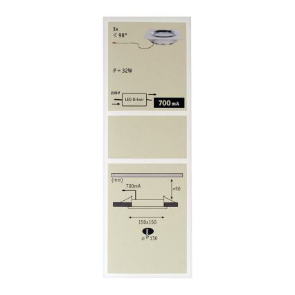 Paulmann 92695 - KOMPLET 3xLED/8W Zatemnljivo vgradno svetilo DICE 230V