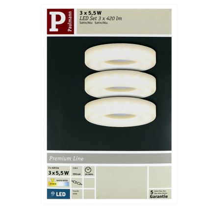 Paulmann 92704 - SET 3xLED/5,5W Stropna svetilka BAGEL 230V