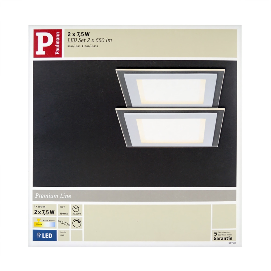 Paulmann 92706 - KOMPLET 2xLED Vgradna svetilka DECODICE 2xLED/7,5W/230V