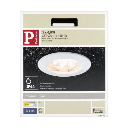 Paulmann 92754 - LED/6,8W IP44 Kopalniška vgradna svetilka COIN 230V