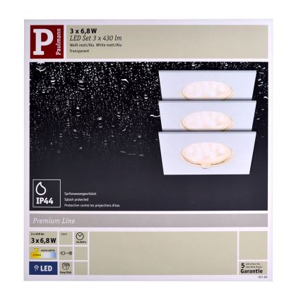 Paulmann 92760 - KOMPLET 3x LED Kopalniška vgradna svetilka COIN LED/6,8W IP44