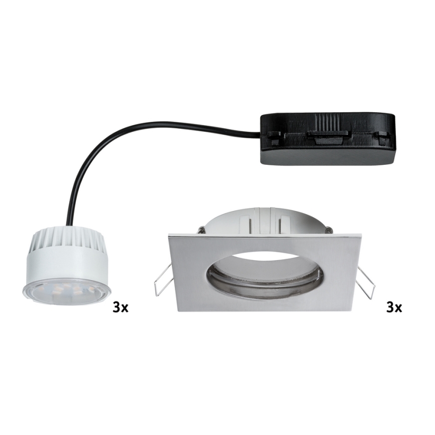 Paulmann 92762 - KOMPLET 3xLED/6,8W IP44 Kopalniška vgradna svetilka PREMIUM 230V