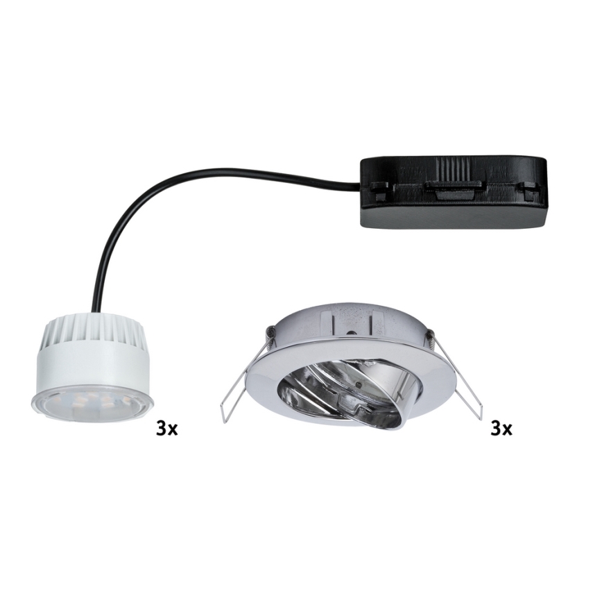 Paulmann 92770 - KOMPLET 3x LED Kopalniška vgradna svetilka COIN 3xLED/6,8W/230V