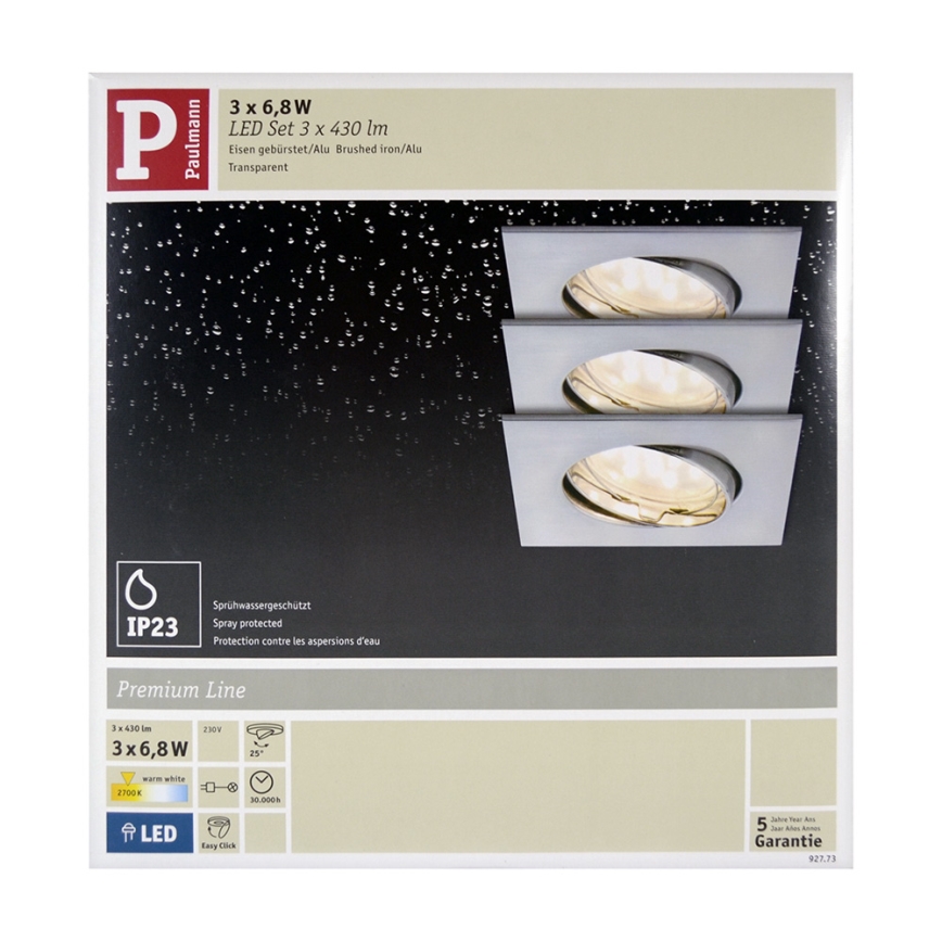 Paulmann 92773 - KOMPLET 3xLED/6,8W Kopalniška vgradna svetilka COIN 230V