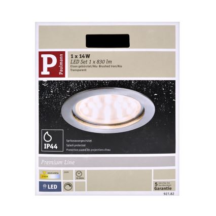 Paulmann 92782 - LED/14W IP44 Zatemnitvena kopalniška vgradna svetilka COIN 230V