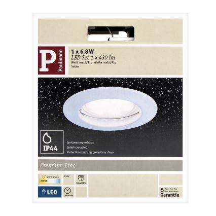 Paulmann 92804 - LED/6,8W IP44 Kopalniška vgradna svetilka COIN 230V