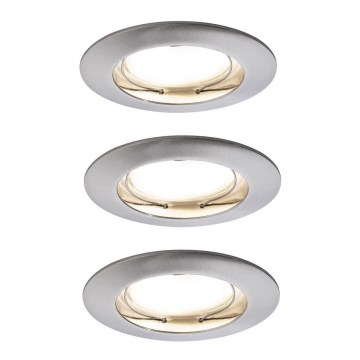 Paulmann 92827 - SET 3xLED/7W IP44 Zatemnitvena kopalniška vgradna svetilka COIN 230V