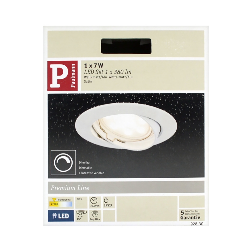 Paulmann 92830 - LED/7W Zatemnitvena kopalniška vgradna svetilka COIN 230V