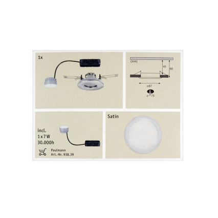 Paulmann 92848 - LED/7W IP65 Kopalniška vgradna svetilka COIN 230V
