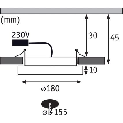 Paulmann 92946 - LED/11W IP23 vgradna stropna svetilka AREO za kopalnico, 230V, premer 18 cm, matiran krom