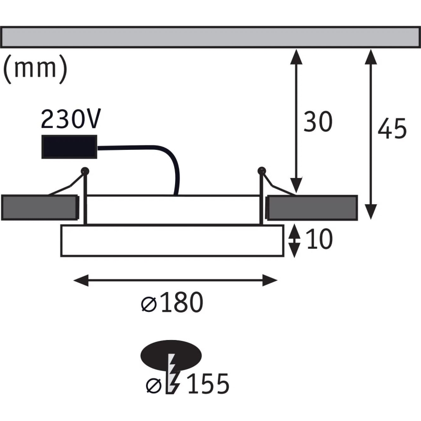 Paulmann 92946 - LED/11W IP23 vgradna stropna svetilka AREO za kopalnico, 230V, premer 18 cm, matiran krom
