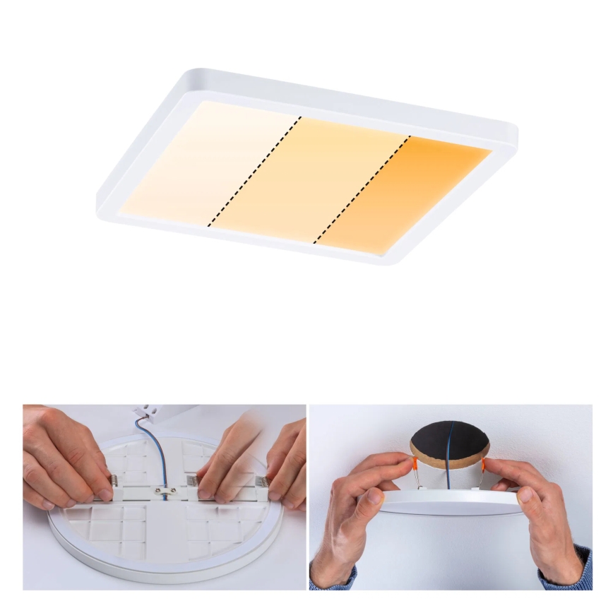 Paulmann 92993 - LED/13W IP44 kopalniško vgradno stropno svetilo AREO 230V 2000/3000/4000K 17,5x17,5 cm belo