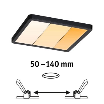 Paulmann 93101 - LED/13W IP44 Kopalniško vgradno stropno svetilo AREO 230V 2000/3000/4000K 17,5x17,5 cm črna