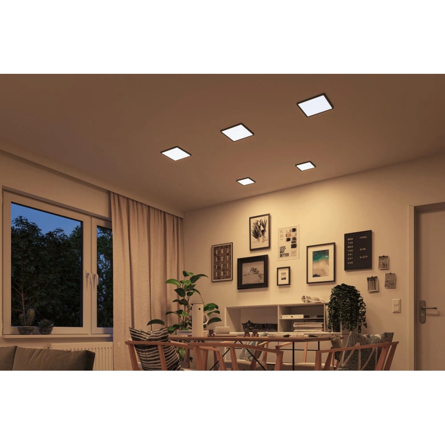 Paulmann 93101 - LED/13W IP44 Kopalniško vgradno stropno svetilo AREO 230V 2000/3000/4000K 17,5x17,5 cm črna