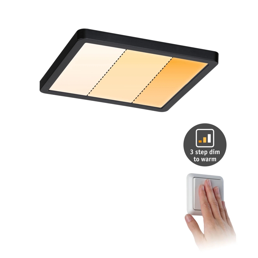 Paulmann 93101 - LED/13W IP44 Kopalniško vgradno stropno svetilo AREO 230V 2000/3000/4000K 17,5x17,5 cm črna