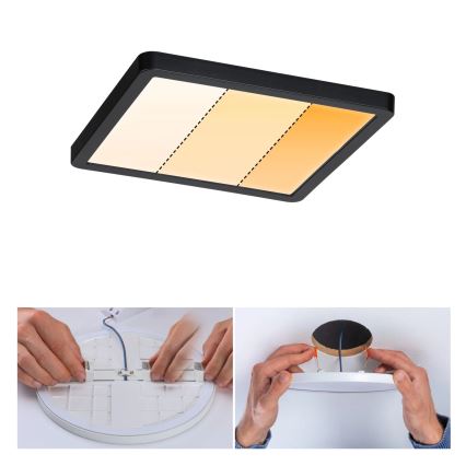 Paulmann 93101 - LED/13W IP44 Kopalniško vgradno stropno svetilo AREO 230V 2000/3000/4000K 17,5x17,5 cm črna