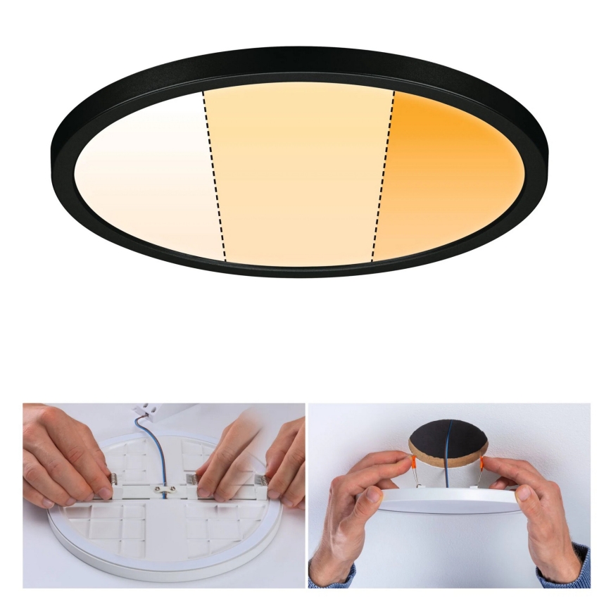 Paulmann 93102 - LED/16W IP44 vgradno stropno svetilo za kopalnico AREO 230V 2000/3000/4000K premer 23 cm črna